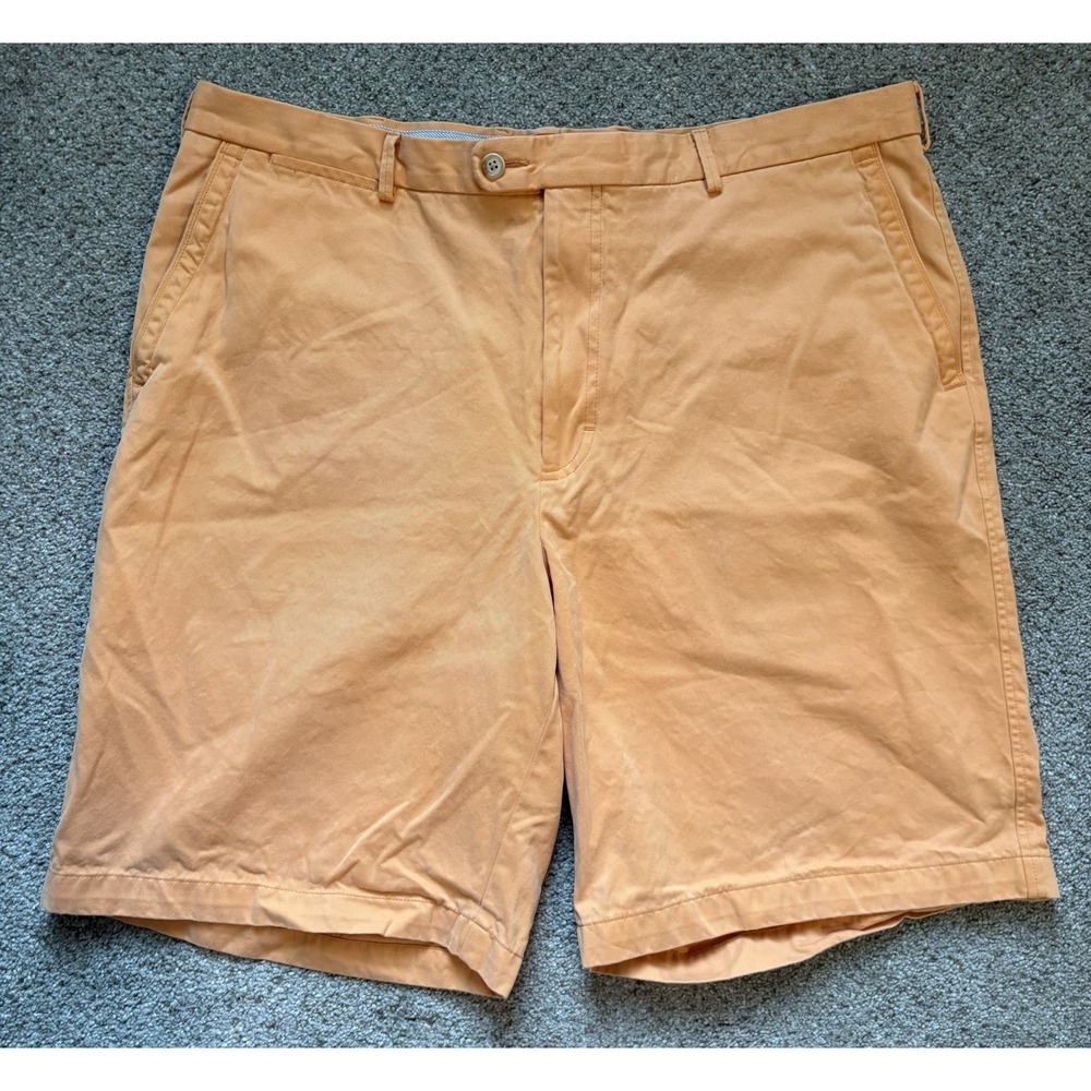 Peter Millar Pilot Twill Shorts Mens Size 38 Orange  Chino Pima Cotton Stretch - Picture 2 of 6